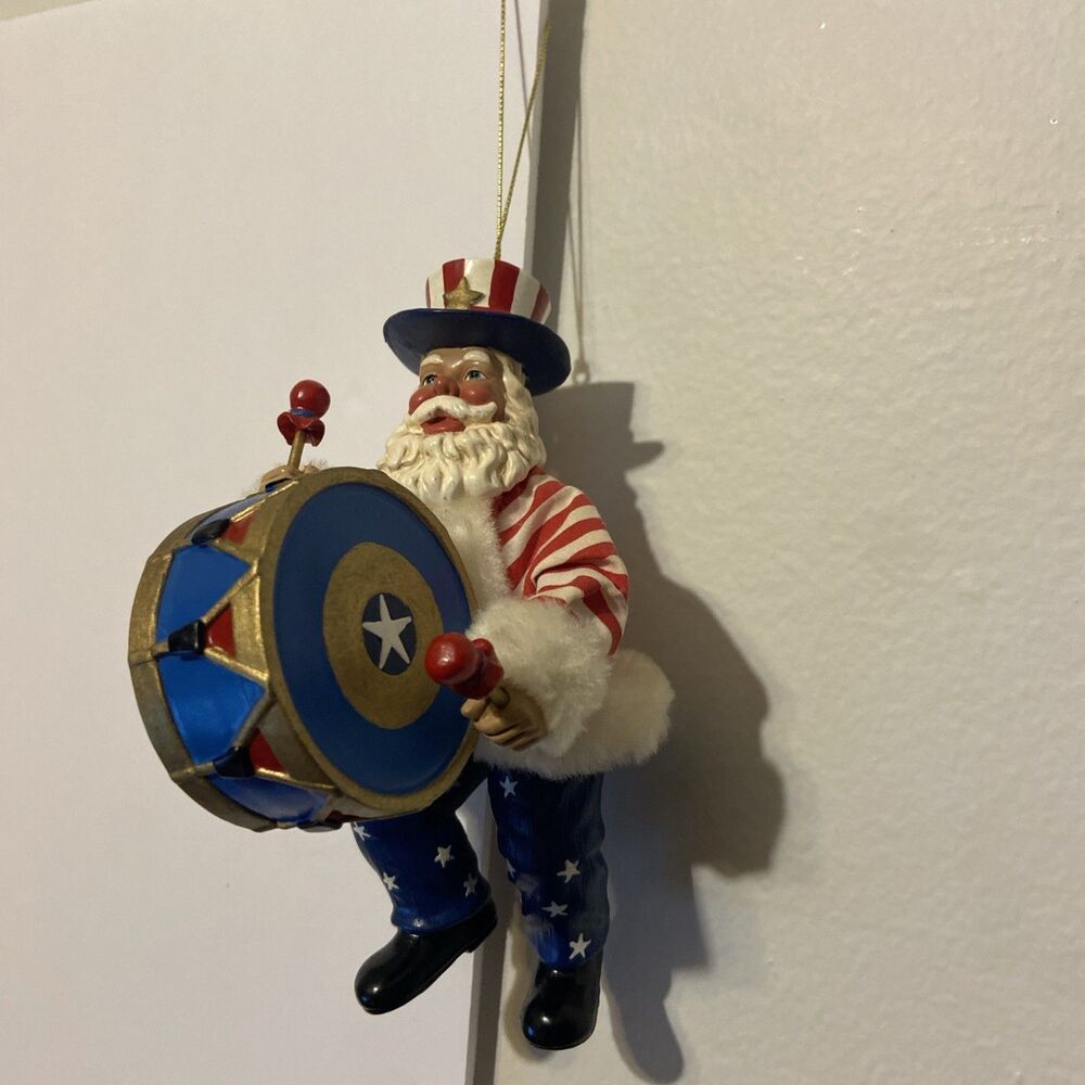 Possible Dreams Clothtique Patriotic Santa Christmas Ornament Vintage 2000